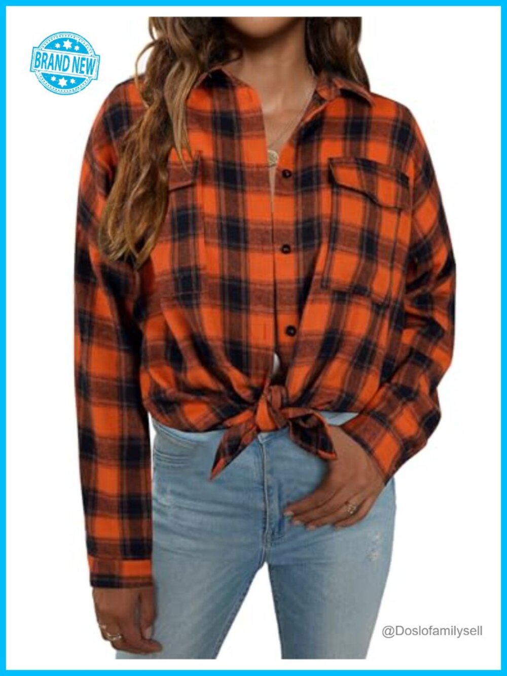 Women's Plaid Button Down Flannel Shirt Long Sleeve Work Blouses